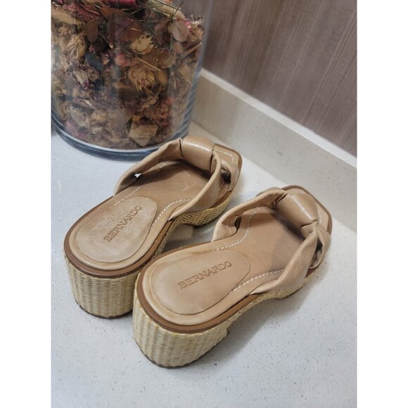 Bernardo Women’s Shoes Platform Sandals Brown Leather & Raffia - Jolie 8.5 M - Picture 8 of 8